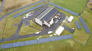 Aerial view of the new solar scheme at Gailes waste water pumping station