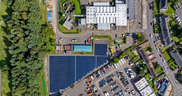 Aerial view of the Gowan's Terrace PV scheme in Perth